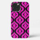 Vet Helder Heet Roze Zwart Ikat Ogee Art Patroon iPhone Hoesje (Achterkant)