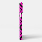 Vet Helder Heet Roze Zwart Ikat Ogee Art Patroon iPhone Hoesje (Rechterkant)