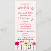 Vet & Helder Kleurrijk Bloemen Lente Bruiloft Programmakaart (Voorkant)