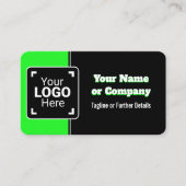 Vet, helder limoengroen, zwart & wit eigen merk visitekaartje (Voorkant)