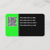 Vet, helder limoengroen, zwart & wit eigen merk visitekaartje (Achterkant)