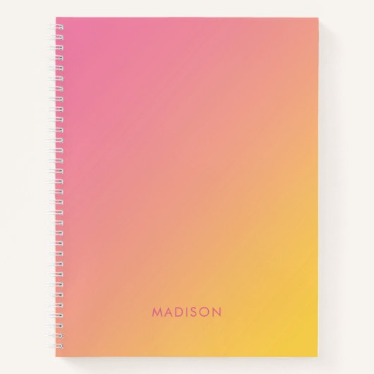 Vet Helder Meisje Roze Geel Gradient Ombré Notitieboek (Voorkant)