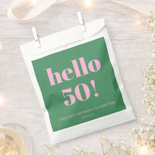 Vet Helder Modern Retro Roze Groen 50ste Verjaarda Bedankzakje