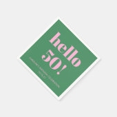 Vet Helder Modern Retro Roze Groen 50ste Verjaarda Servet (Hoek)
