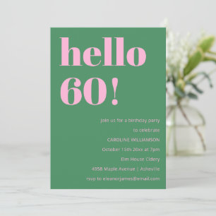 Vet helder modern retro roze groene 60e verjaardag kaart