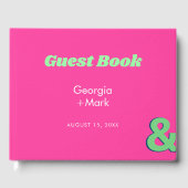 Vet & Helder Retro Ampersand Roze Fuchsia Bruiloft Gastenboek (Voorkant)