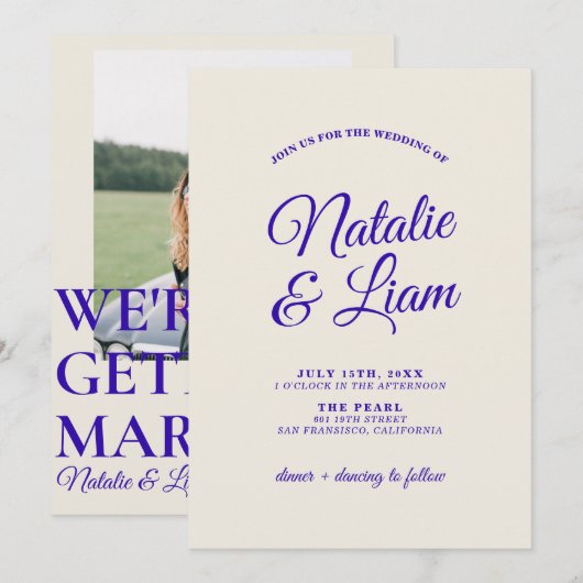 Vet Helder Retro Funky Unieke Moderne Bruiloft Kaart (Voorkant / Achterkant)