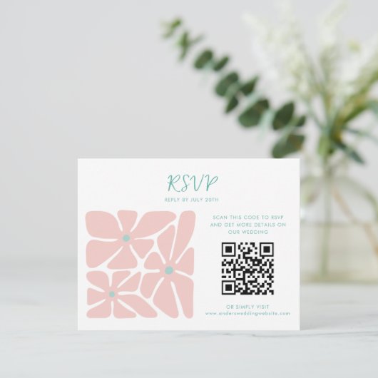 Vet Helder Retro QR Code Huwelijksreactie Kaart (Staand voorkant)