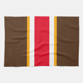 Vet Helder Rood Cacao Wit Geel Racing Stripes Theedoek