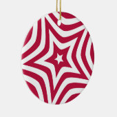 Vet & Helder Rood & Witte Ster in een Vectorpatroo Keramisch Ornament (Rechts)