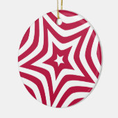 Vet & Helder Rood & Witte Ster in een Vectorpatroo Keramisch Ornament (Links)