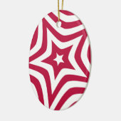 Vet & Helder Rood & Witte Ster in een Vectorpatroo Keramisch Ornament (Links)
