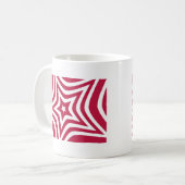 Vet & Helder Rood & Witte Ster in een Vectorpatroo Koffiemok (Voorkant links)