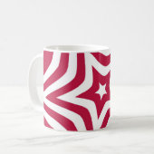 Vet & Helder Rood & Witte Ster in een Vectorpatroo Koffiemok (Voorkant links)