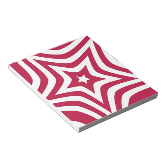 Vet & Helder Rood & Witte Ster in een Vectorpatroo Notitieblok (Schuin)