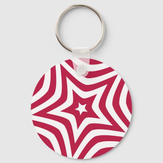 Vet & Helder Rood & Witte Ster in een Vectorpatroo Sleutelhanger (Voorkant)