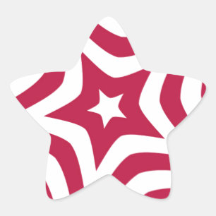 Vet & Helder Rood & Witte Ster in een Vectorpatroo Ster Sticker