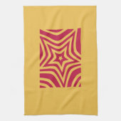 Vet & Helder Rood & Witte Ster in een Vectorpatroo Theedoek (Verticaal)