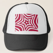 Vet & Helder Rood & Witte Ster in een Vectorpatroo Trucker Pet (Voorkant)