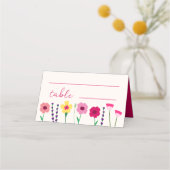 Vet & Helder Roze Kleurrijke Lente Bloemen Bruilof Plaatskaartje (Voorkant)
