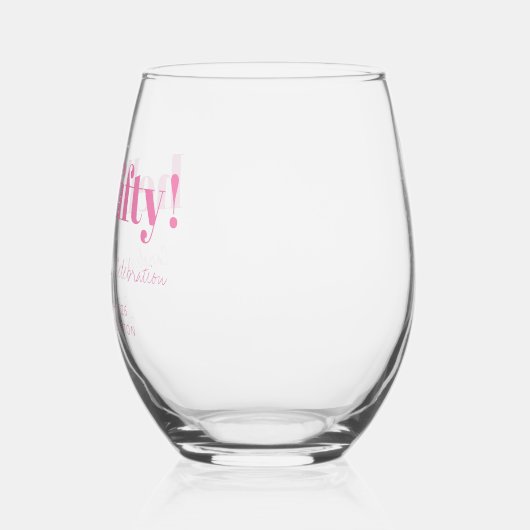Vet Helder Roze Modern 50ste Verjaardag Custom Wijnglas Zonder Voet (Links)