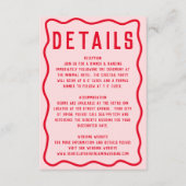 Vet Helder Roze Rood Squiggle Wavy Retro Bruiloft Informatiekaartje (Voorkant)