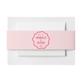 Vet Helder Roze Rood Squiggle Wavy Retro Bruiloft Uitnodigingen Wikkel