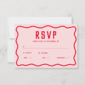 Vet Helder Roze Rood Squiggle Wavy Retro Curve RSVP Kaartje (Voorkant)