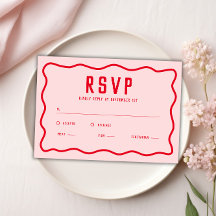 Vet Helder Roze Rood Squiggle Wavy Retro Curve