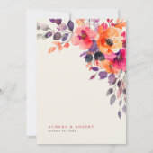 Vet Helder Roze Sinaasappel Waterverf Elegant Huwe Kaart (Achterkant)