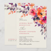 Vet Helder Roze Sinaasappel Waterverf Elegant Huwe Kaart (Voorkant / Achterkant)