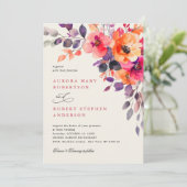 Vet Helder Roze Sinaasappel Waterverf QR Code Huwe Kaart (Staand voorkant)