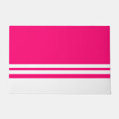Vet Helder Roze Wit Bottom Edge Racing Stripes Deurmat (Voorkant)