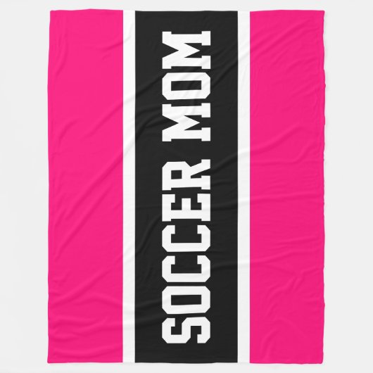 Vet Helder Roze Zwart Wit VOETBAL MOM Stripes Fleece Deken (Voorkant)