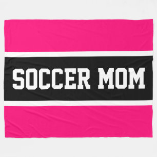 Vet Helder Roze Zwart Wit VOETBAL MOM Stripes Fleece Deken