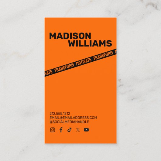 Vet Helder Sinaasappel Personal Trainer Foto Visitekaartje (Achterkant)