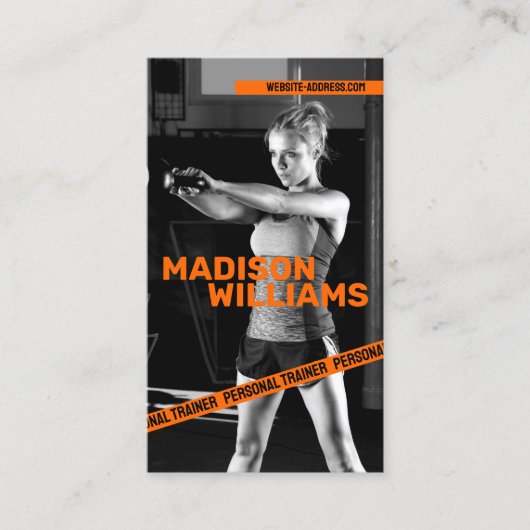 Vet Helder Sinaasappel Personal Trainer Foto Visitekaartje (Voorkant)