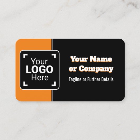 Vet, helder Sinaasappel, zwart & wit eigen merk Visitekaartje (Voorkant)