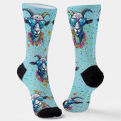 Vet, Heldere Geit in Zonnebril Ontwerp Sokken (Gebogen)