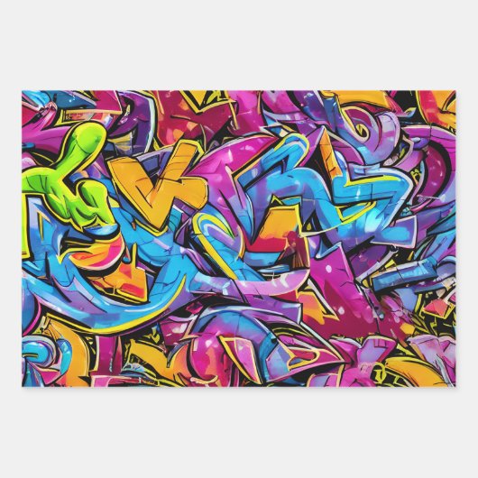 Vet Heldere Kleuren Graffiti Street Art Patroon Inpakpapier Vel (Voorkant 2)