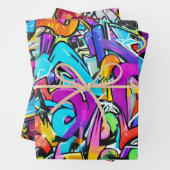 Vet Heldere Kleuren Graffiti Street Art Patroon Inpakpapier Vel (In situ)