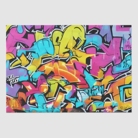 Vet Heldere Kleuren Graffiti Street Art Patroon Tissuepapier (Voorkant)
