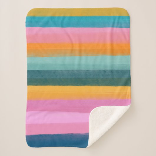 Vet Heldere Waterverf Strepen Kleurrijk Stijlvol Sherpa Deken (Voorkant)