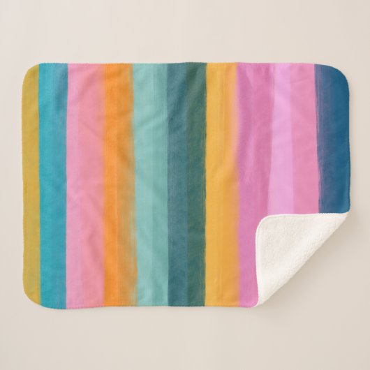 Vet Heldere Waterverf Strepen Kleurrijk Stijlvol Sherpa Deken (Voorkant (horizontaal))