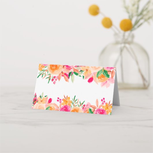 Vet herfst floral waterverf vrijgezellenfeest naam plaatskaartje (Achterkant)