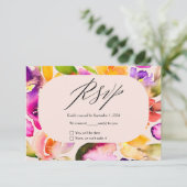 Vet herfst oversize bloemenbruiloft waterverf RSVP kaartje (Staand voorkant)