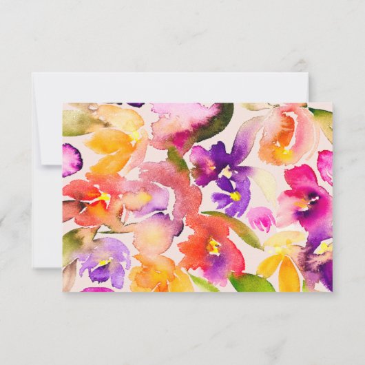 Vet herfst oversize bloemenbruiloft waterverf RSVP kaartje (Achterkant)