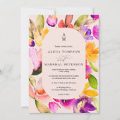 Vet herfst oversize bloemige waterverf foto bruilo kaart (Voorkant)