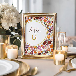 Vet Herfst Wildflower Trouwtafel nummer Kaart