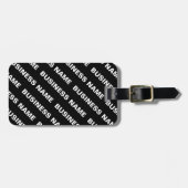 Vet Herhalende bewerkbare naam | Eenvoudig zwart w Bagagelabel (Voorkant horizontaal)